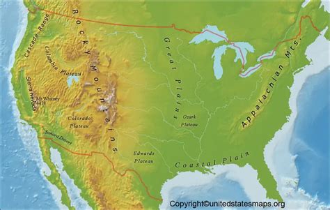 US Map with Rocky Mountains